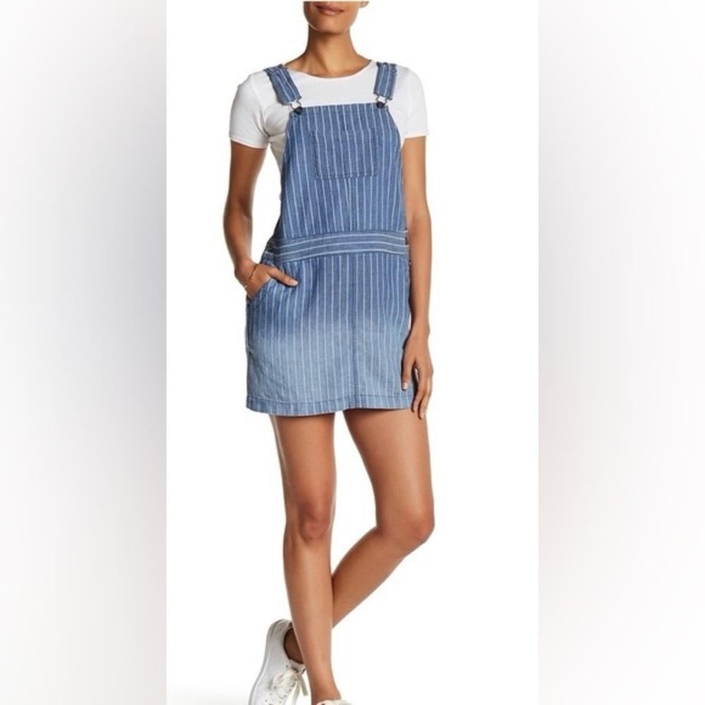 Splendid Indigo Railroad Striped Ombre Overall Dress